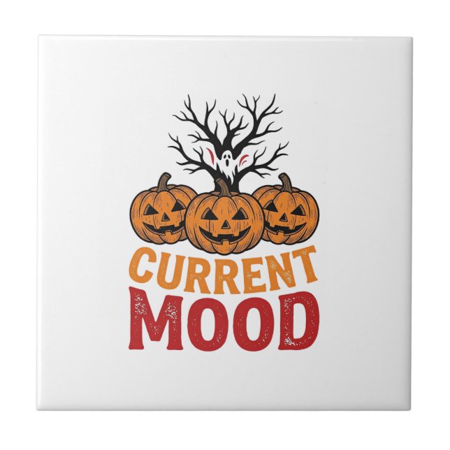 Current Mood Halloween Pumpkin Vintage Shirt Desig Tile (Front)