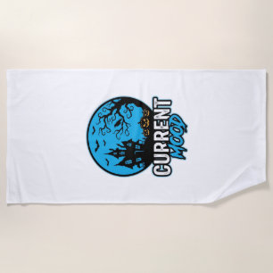 Current Mood Halloween Vintage Engraving Vector_1 Beach Towel