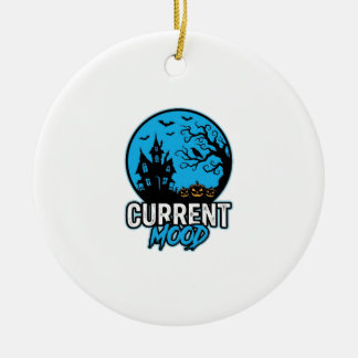 Current Mood Halloween Vintage Engraving Vector_1 Ceramic Ornament