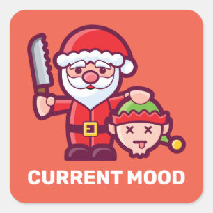 Current Mood Santa and Elf Square Sticker