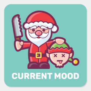 Current Mood Santa and Elf Square Sticker