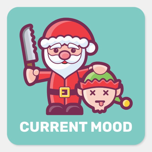 Current Mood Santa and Elf Square Sticker (Front)