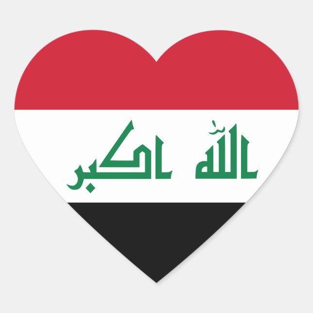 Current National Flag of Iraq Heart Sticker (Front)