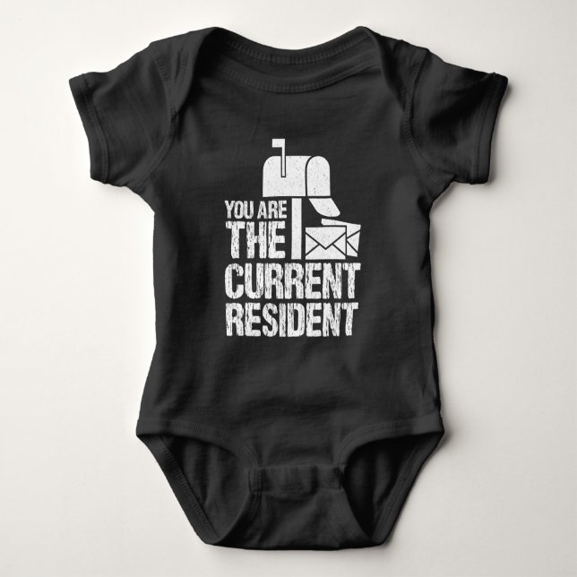 Current Resident Postman Funny Postal Workers Baby Bodysuit (Front)