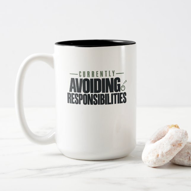 Currently Avoiding Responsibilities  Two-Tone Coffee Mug (With Donut)
