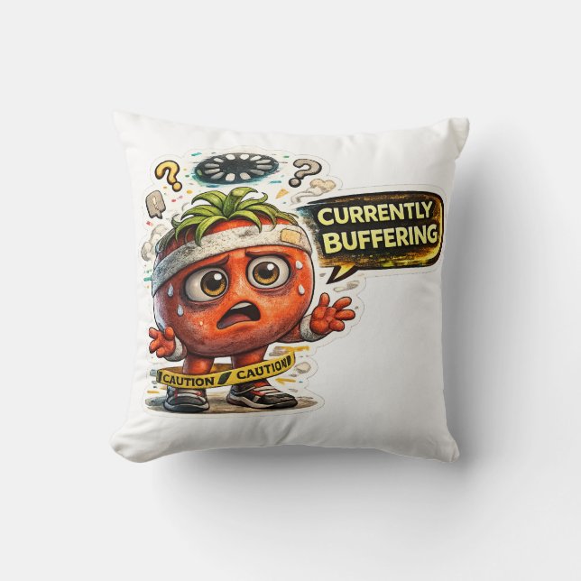 Currently Buffering Funny Retro Introvert Graphic  Throw Pillow (Front)