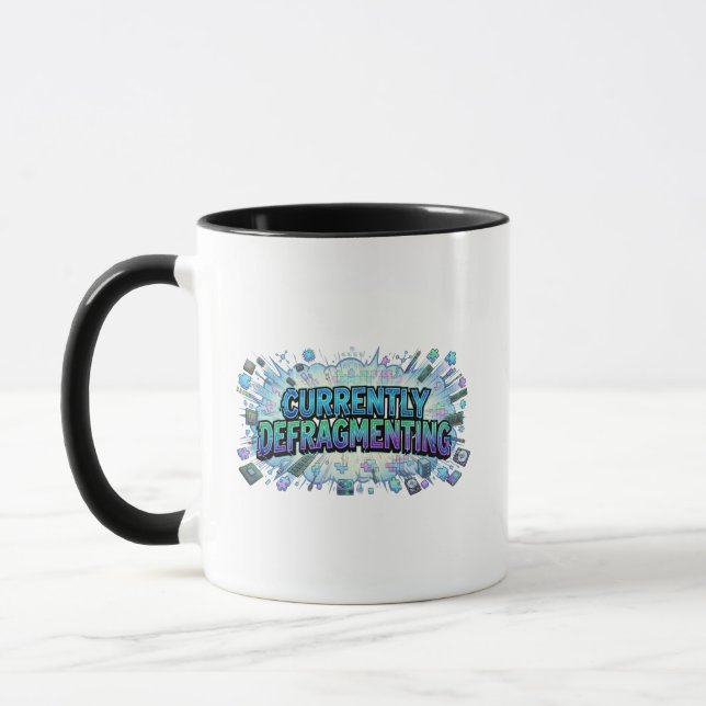 Currently Defragmenting Funny Tech Retro Gamer Mug (Left)