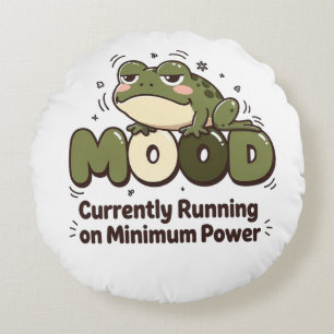 Currently Running on Minimum Power Frog Tee Round Pillow