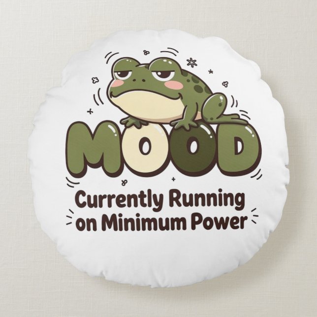 Currently Running on Minimum Power Frog Tee Round Pillow (Front)