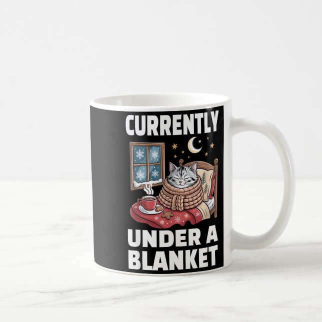 Currently Under A Blanket Cat Cute Lazy Cat Lover  Coffee Mug (Right)