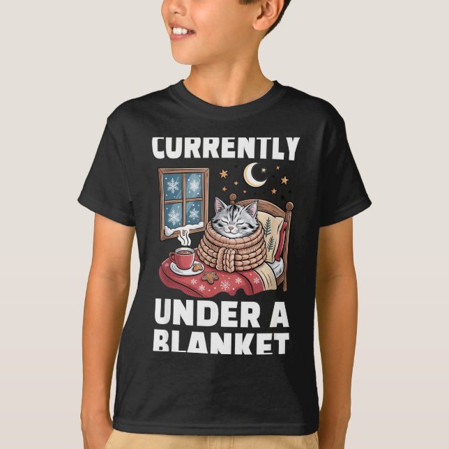 Currently Under A Blanket Cat Cute Lazy Cat Lover  T-Shirt (Front)
