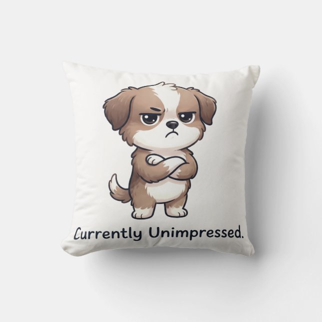 currently unimpressed throw pillow (Front)