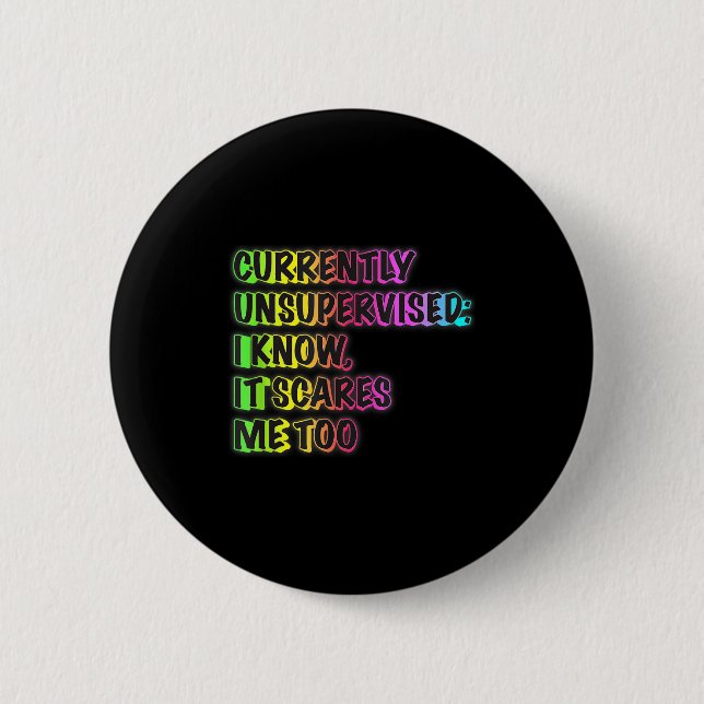 Currently Unsupervised Funny Quote Humor Sarcastic 2 Inch Round Button (Front)