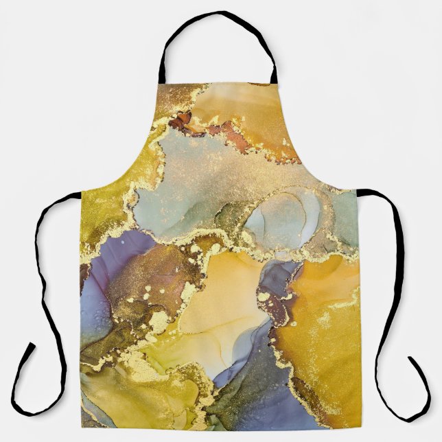 Currents of translucent hues, snaking metallic swi apron (Front)
