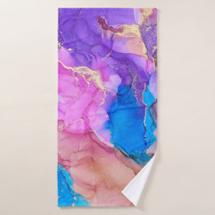Currents of translucent hues, snaking metallic swi bath towel