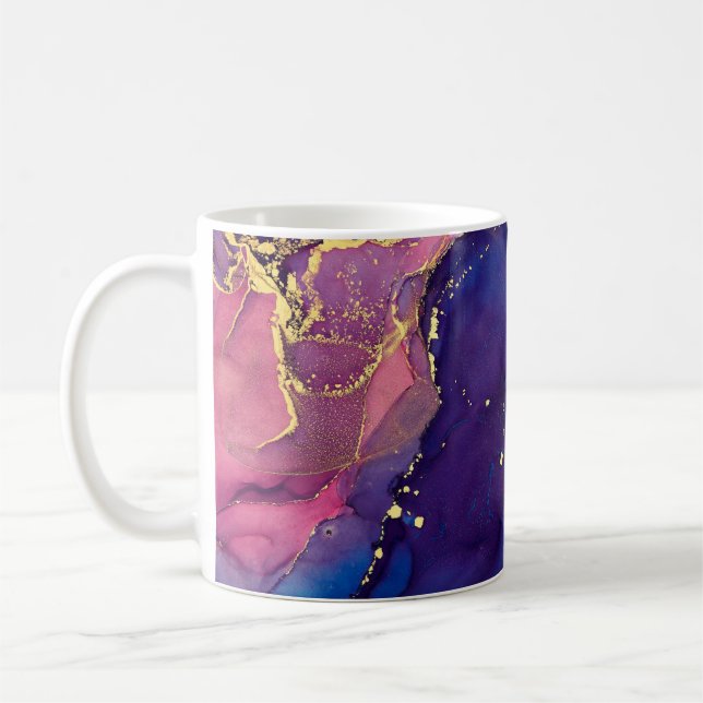 Currents of translucent hues, snaking metallic swi coffee mug (Left)