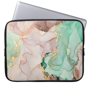 Currents of translucent hues, snaking metallic swi laptop sleeve
