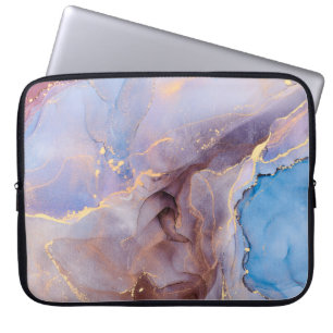 Currents of translucent hues, snaking metallic swi laptop sleeve