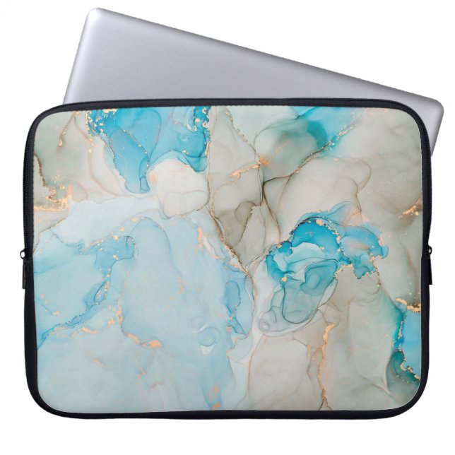 Currents of translucent hues, snaking metallic swi laptop sleeve (Front)