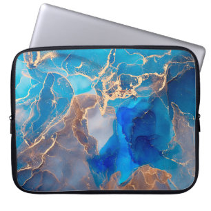 Currents of translucent hues, snaking metallic swi laptop sleeve