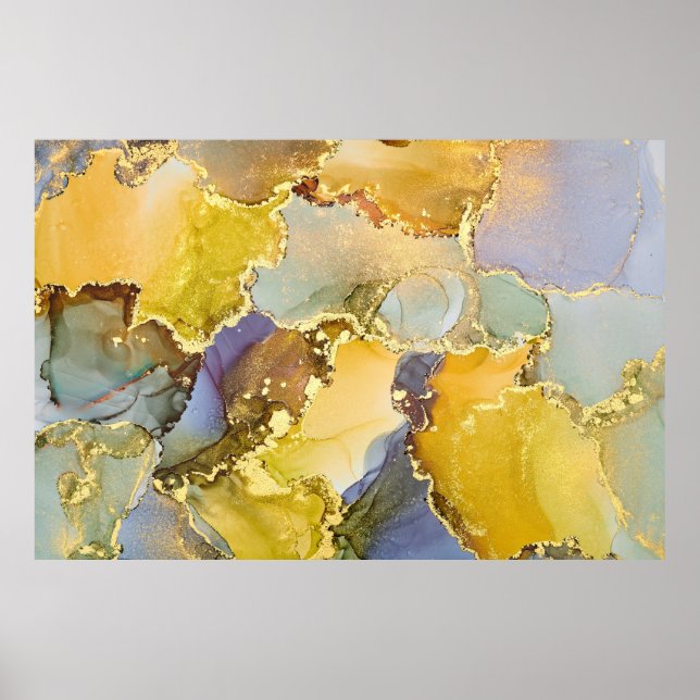 Currents of translucent hues, snaking metallic swi poster (Front)
