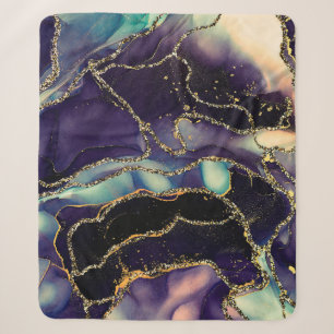Currents of translucent hues, snaking metallic swi sherpa blanket