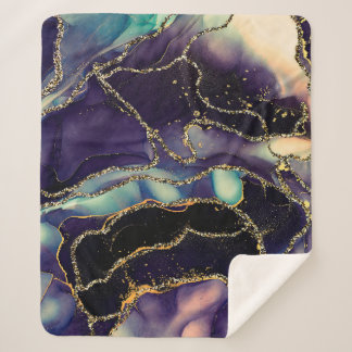 Currents of translucent hues, snaking metallic swi sherpa blanket