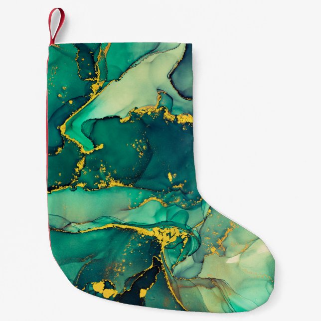 Currents of translucent hues, snaking metallic swi small christmas stocking (Front)