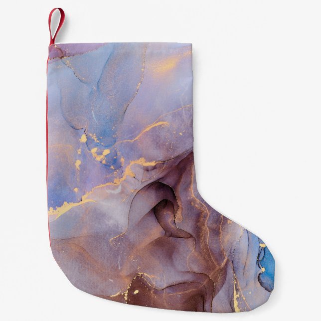 Currents of translucent hues, snaking metallic swi small christmas stocking (Front)