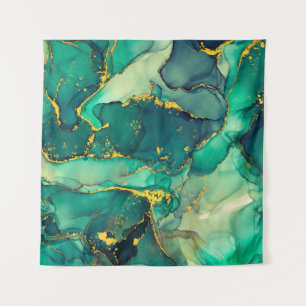 Currents of translucent hues, snaking metallic swi tapestry