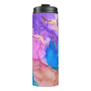 Currents of translucent hues, snaking metallic swi thermal tumbler