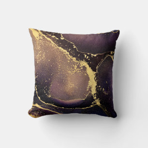Currents of translucent hues, snaking metallic swi throw pillow