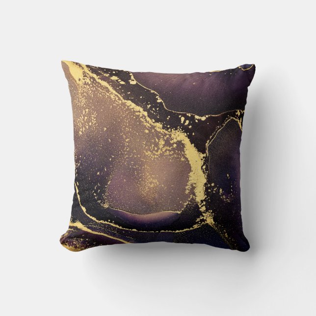 Currents of translucent hues, snaking metallic swi throw pillow (Front)
