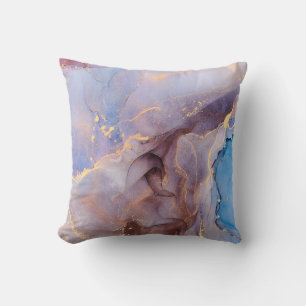 Currents of translucent hues, snaking metallic swi throw pillow