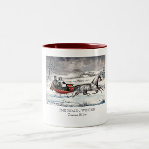 Currier et Ives - tasse - la ROUTE, HIVER