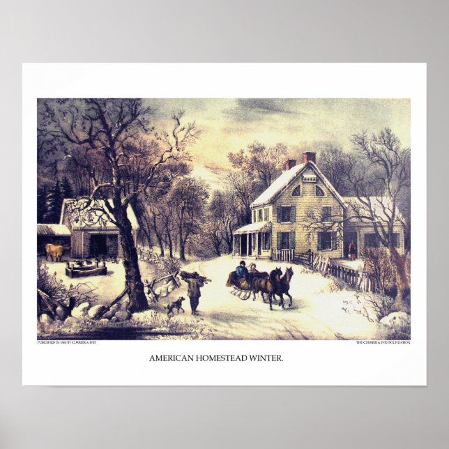 Currier & Ives Lithograph: American Homestead Wint Poster (Front)
