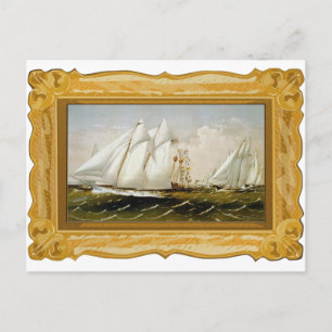 Currier & Ives --Racing yachts postcard