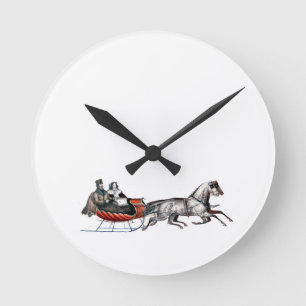 Currier & Ives Sleigh Clock