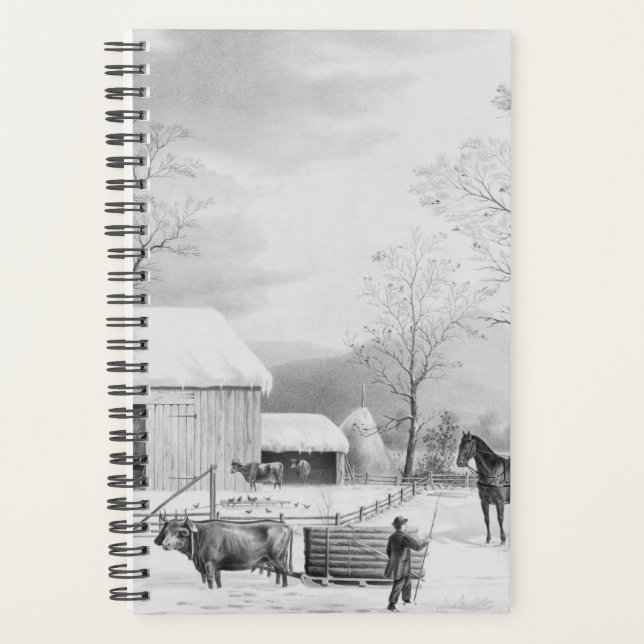 Currier Ives Winter Farm Scene Planner (Front)