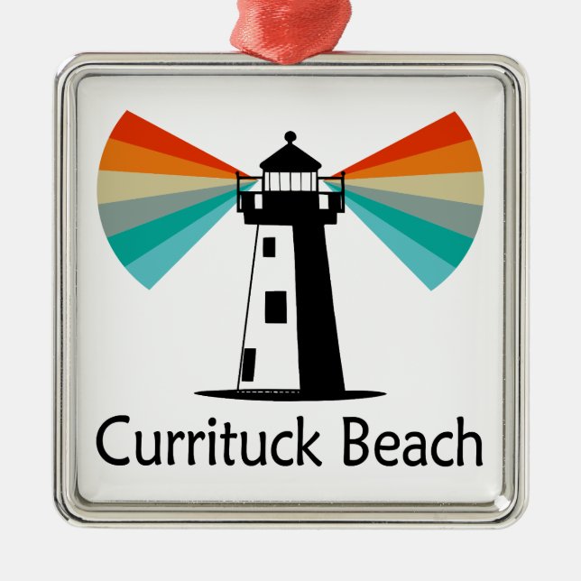 Currituck Beach Lighthouse Rainbow Metal Ornament (Front)