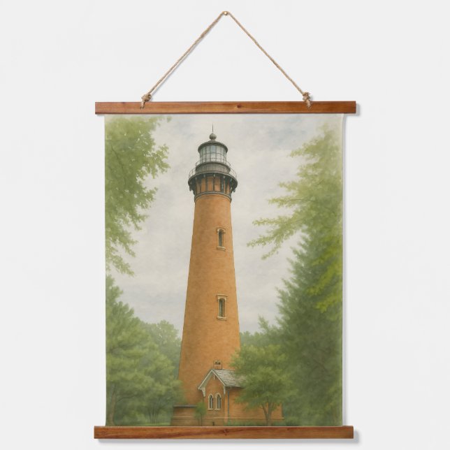 Currituck Beach Lighthouse Watercolor Hanging Tapestry (Front)