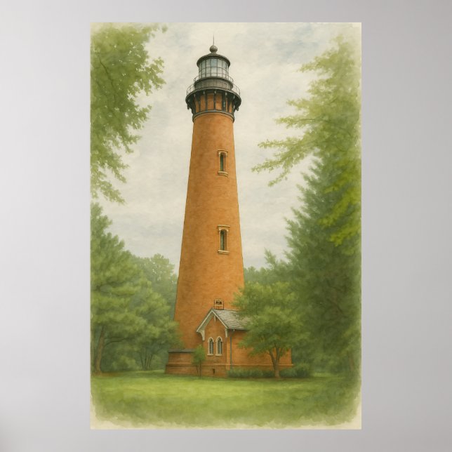 Currituck Beach Lighthouse Watercolor Poster (Front)
