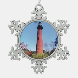 Currituck Lighthouse Snowflake Pewter Christmas Ornament