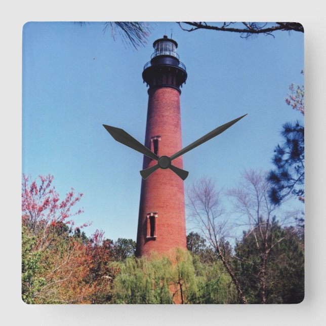 Currituck Lighthouse Square Wall Clock (Front)