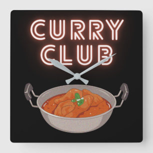 Curry Club Square Wall Clock