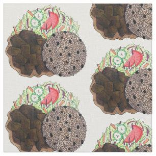 Curry Goat Rice and Peas Jamaican Caribbean Food Fabric