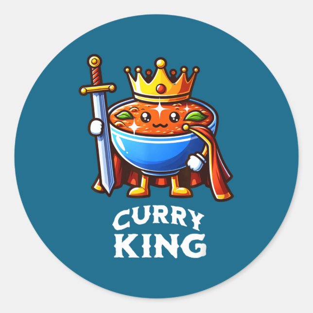 Curry King Funny Quote Curry Indian Food Lover  Classic Round Sticker (Front)