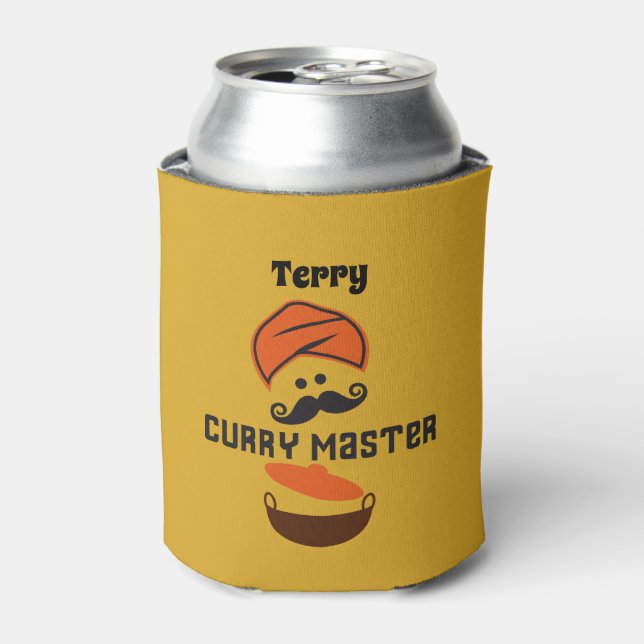 Curry Master Funny Indian Cooking Chef Can Cooler (Can Front)