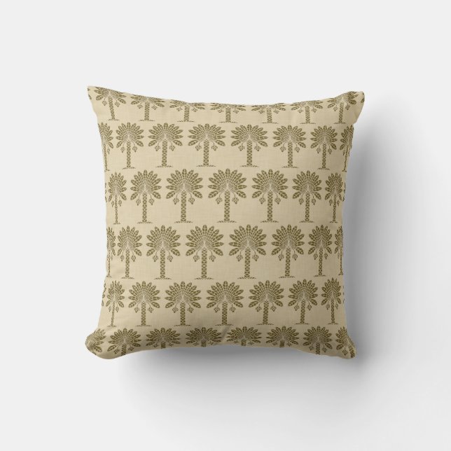 Curry Spice Moods Palm Throw Pillow (Front)