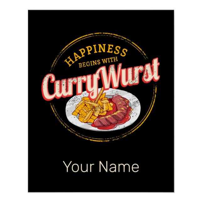 Currywurst Retro Sausage Vintage French Fries Poster (Front)